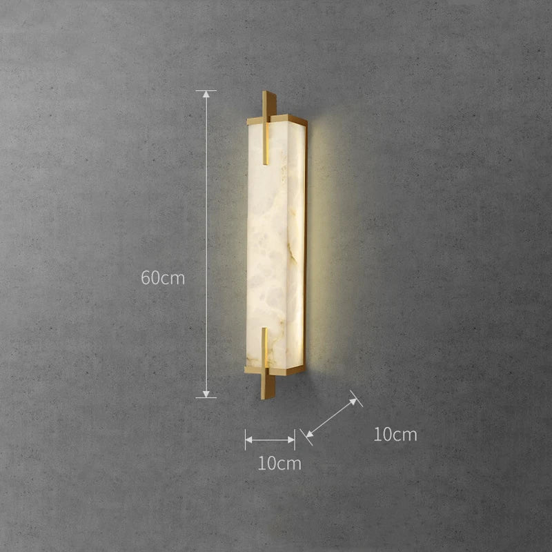 Applique murale Led en laiton doré et marbre
