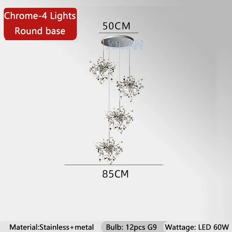 Nordic Luxury Stainless Steel Pendant Lamp Silver Chrome Dining Table Hanging Light Living Room Bar Clothes Shop Decor Lustre