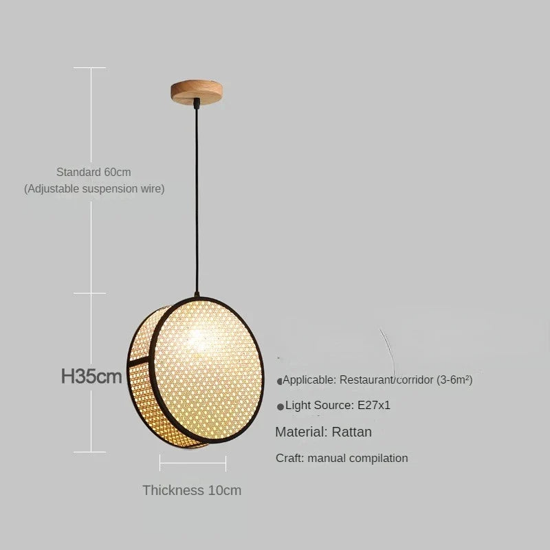2024 Japanese style Quiet Wind Restaurant Bar, Restaurant Island, Homestay Bedhead Vine Weaving Art Pendant Light