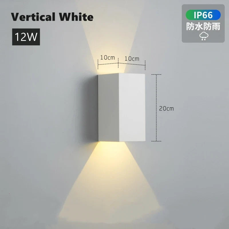 12W UP and Down Outdoor LED Wall Lamp PIR Motion Sensor Waterproof Garden Porch Light Adjustable Aluminum Wall Sconce Lighting