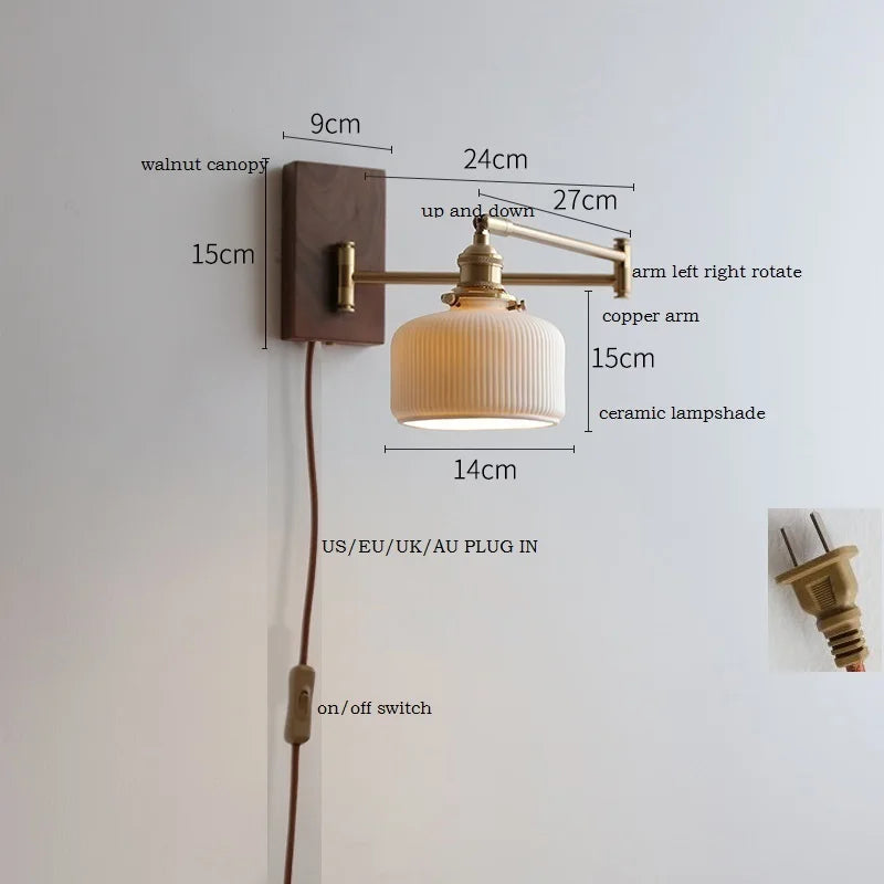 Applique murale LED en bois de frêne et de noyer