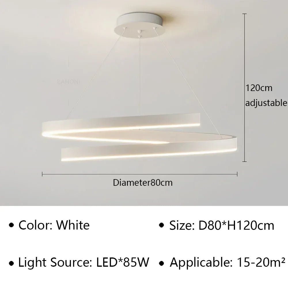 lustre moderne en spirale à LED pour décoration intérieure