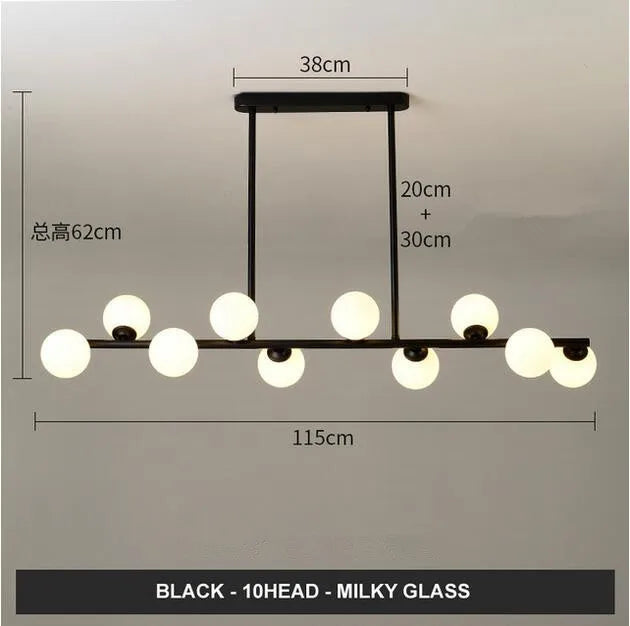 Lustre design boules de verre horizontales