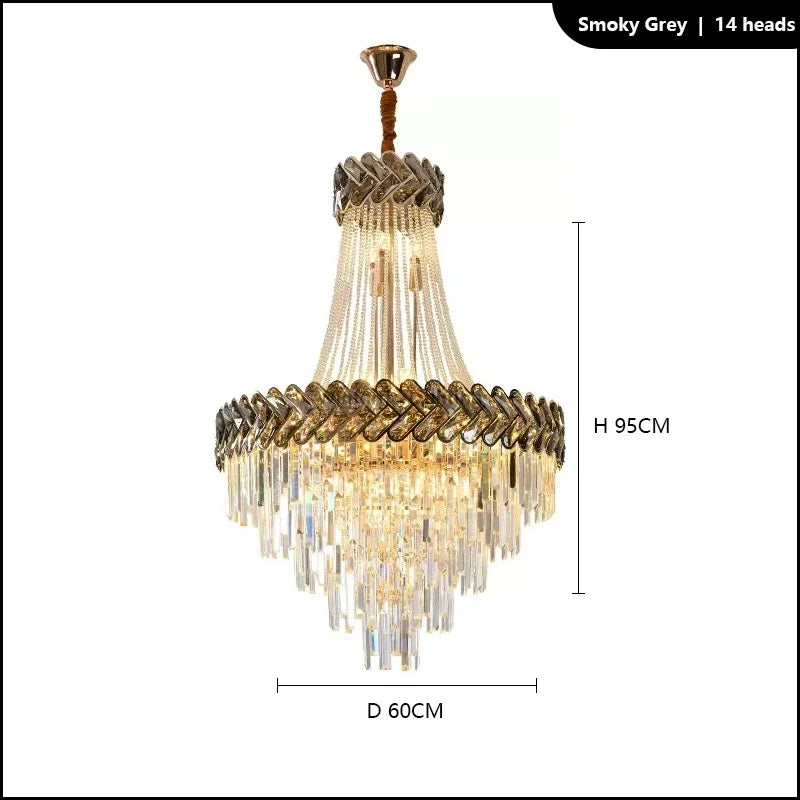 lustre led en cristal design moderne pour villa duplex