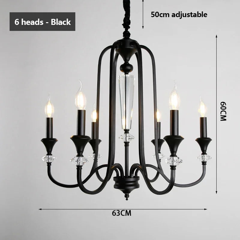 lustre rétro en cristal avec lampes led pour salon luxueux