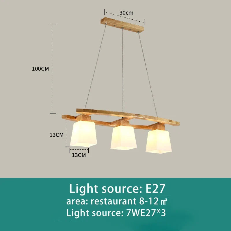 lustre en bois créatif suspendu trois têtes pour restaurant café