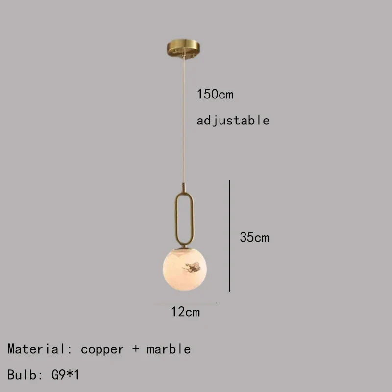 suspension led en laiton et marbre naturel réglable