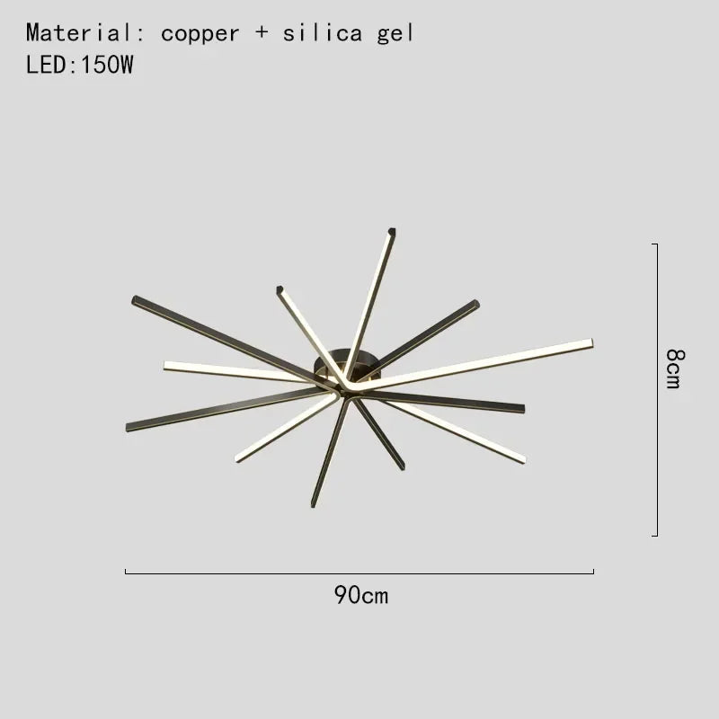 plafonnier led moderne en cuivre pour décoration artistique