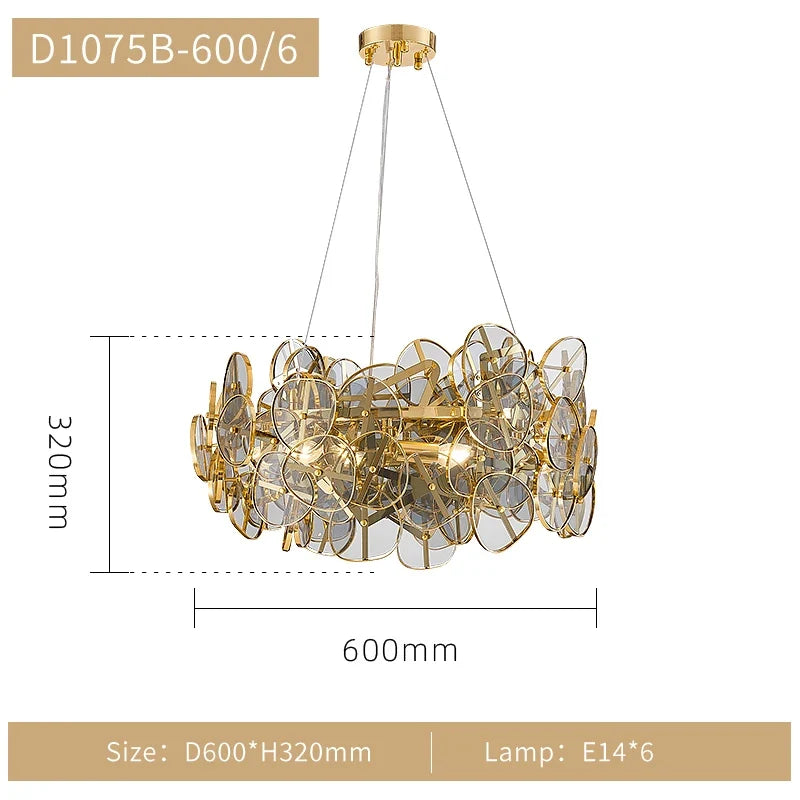 lustre en verre tournesol luxe design créatif pour espace moderne