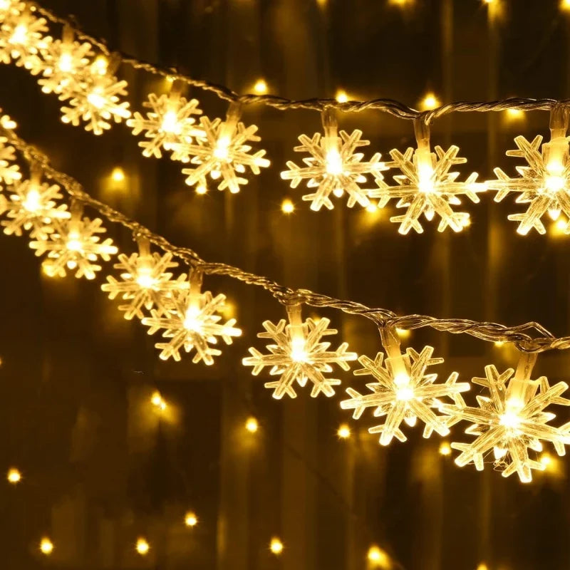 guirlande lumineuse de noël à led flocons de neige décorations festives