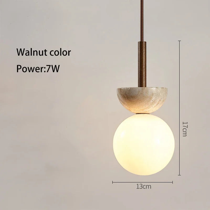 lustre suspendu en travertin jaune style nordique simple