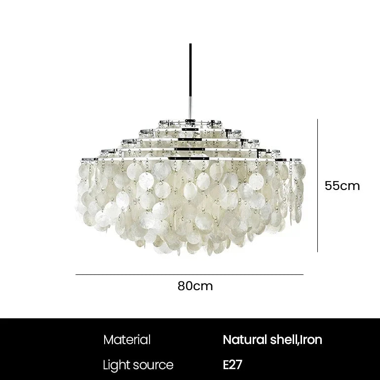 lustre rétro en coquillage pour décoration intérieure moderne