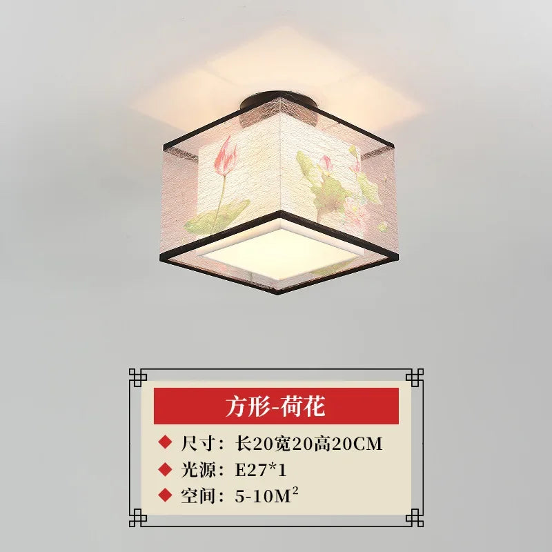 lustre chinois créatif lotus éclairage suspendu peinture décorative