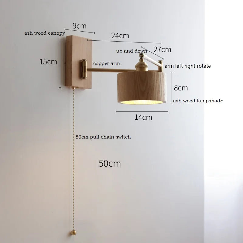 Applique murale LED en bois de frêne et de noyer