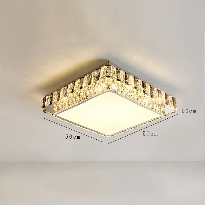 plafonnier led de luxe en cristal rond moderne