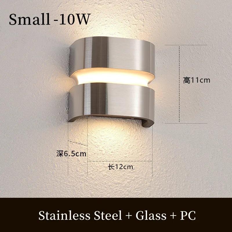 applique murale led moderne en acier inoxydable étanche pour extérieur