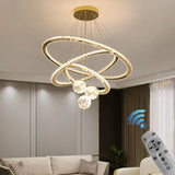 lustre led moderne en cristal doré anneau étoile boule de verre