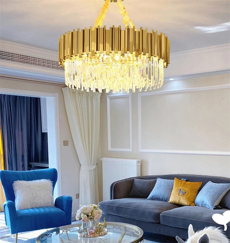 lustre en cristal moderne en or poli pour éclairage intérieur