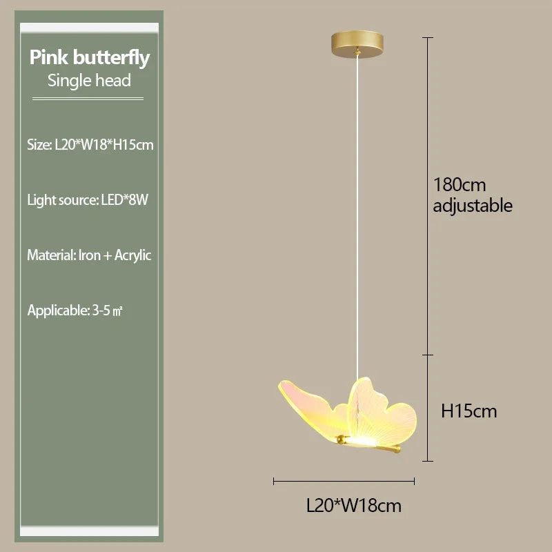lustre papillon transparent design nordique suspension led