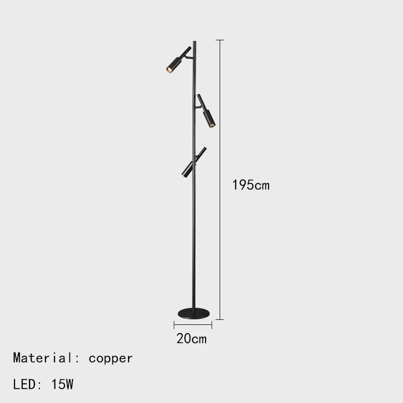 lampadaire moderne en laiton et cuivre pour lecture et étude