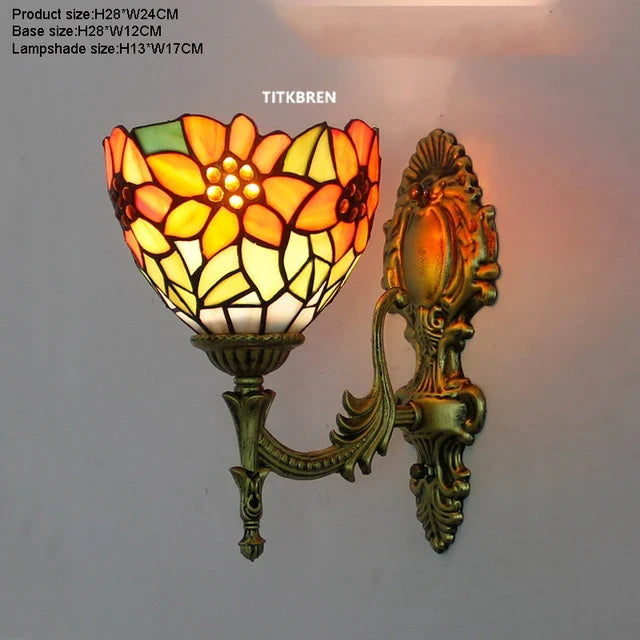 applique murale baroque en verre teinté à fleurs turques