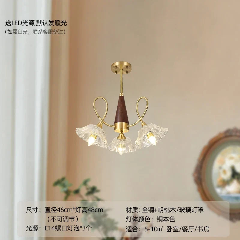 lustre rétro médiéval en cuivre et bois massif pour intérieur