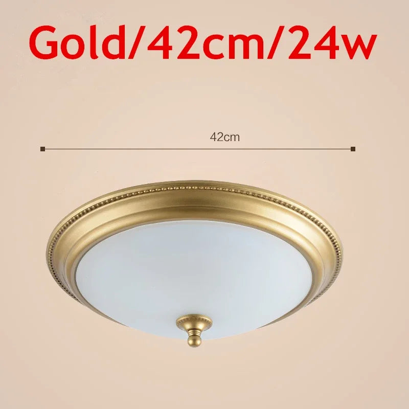 Plafonnier rond or/noir/Bronze plafonnier verre dépoli pour couloir salon cuisine LED lumineuse éclairage 110/220V