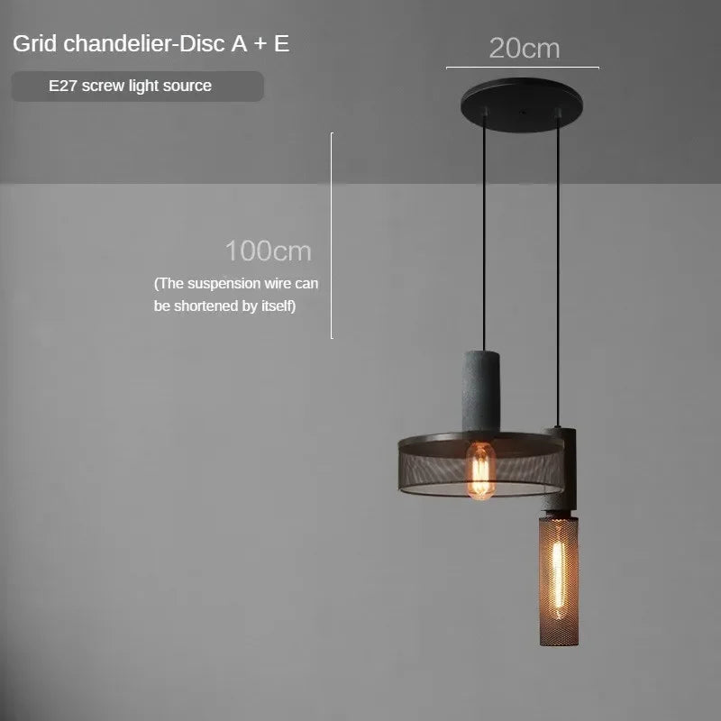 lampes suspendues en ciment pour loft industriel abat-jour en fer forgé