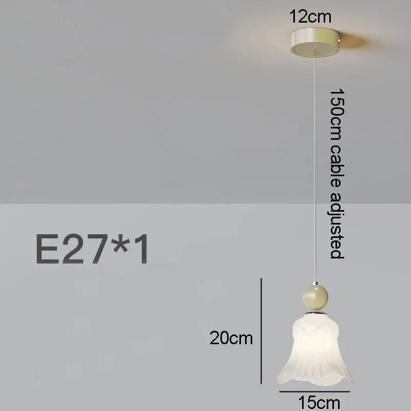 suspension en verre à fleurs blanches givrées avec cordon pour protection des yeux