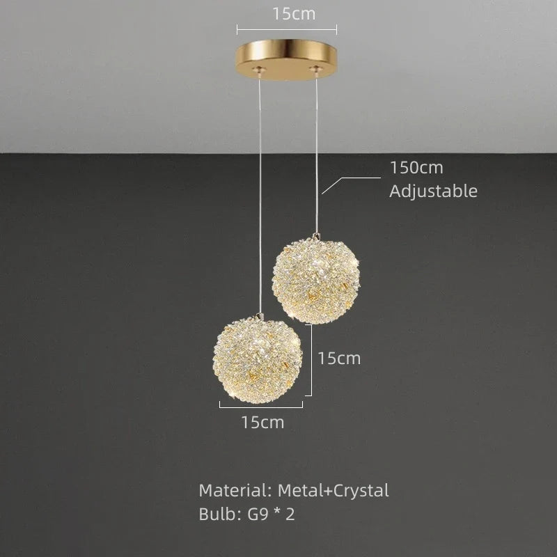 suspension moderne en cristal avec cordon réglable