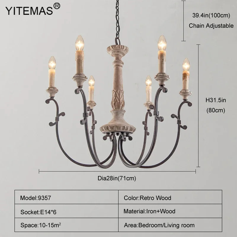lustre rétro en bois pour décoration intérieure élégante et raffinée