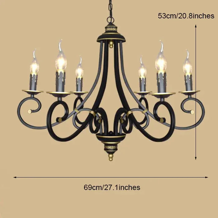 lustre rétro européen créatif en fer pour décoration intérieure
