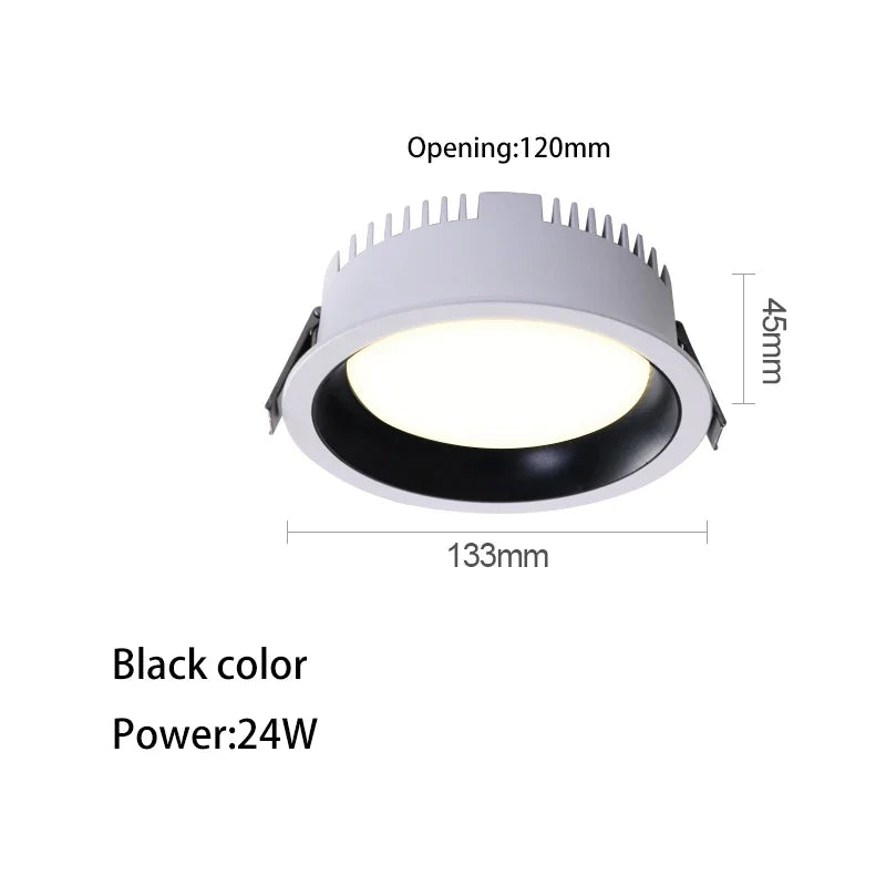 downlight led ultra mince en aluminium anti-éblouissement pour maison