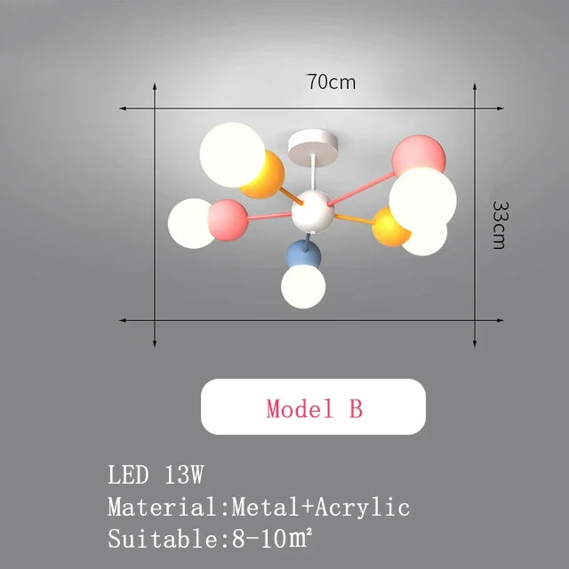 lustre nordique pour enfants dessin animé led suspension