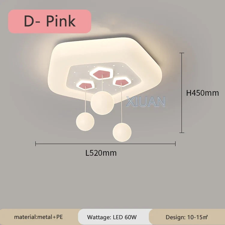 Full Spectrum Pink White Cloud Ceiling Lamps with Hanging Ball AC220V Nursery School Children Bedroom Kids Room Chandelier Light