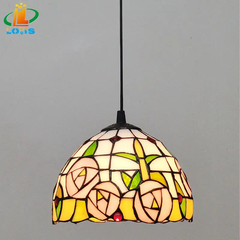 lustre en vitrail style tiffany pour éclairage décoratif antique