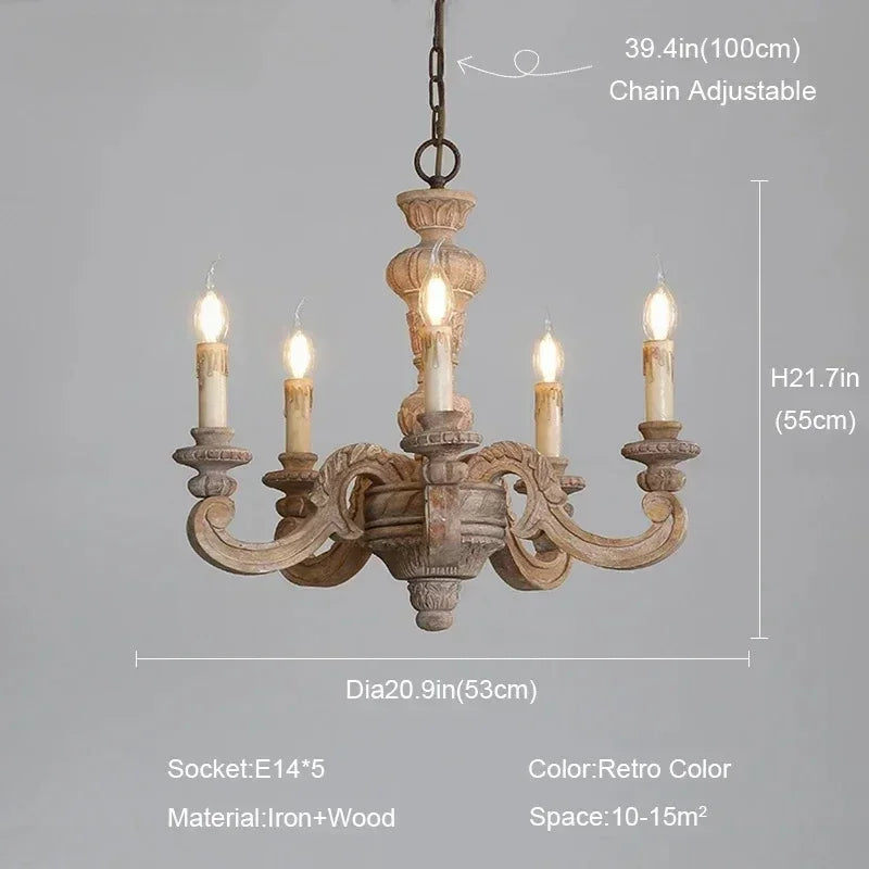 lustre romain en bois sculpté rétro pour décoration élégante