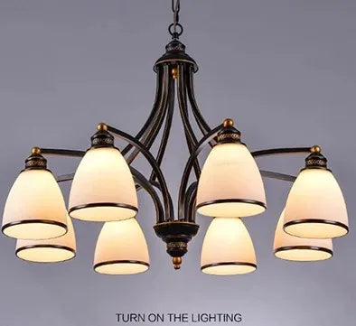 lustre vintage en fer et bronze style loft avec abat jour en verre