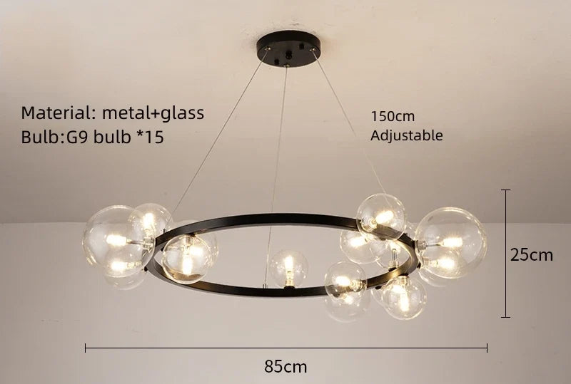 Clear White Glass Ball Pendant Light Parlor Restaurant Bedroom Hanging Lamp Cord Adjustable Include G9 Bulb Good Packaging
