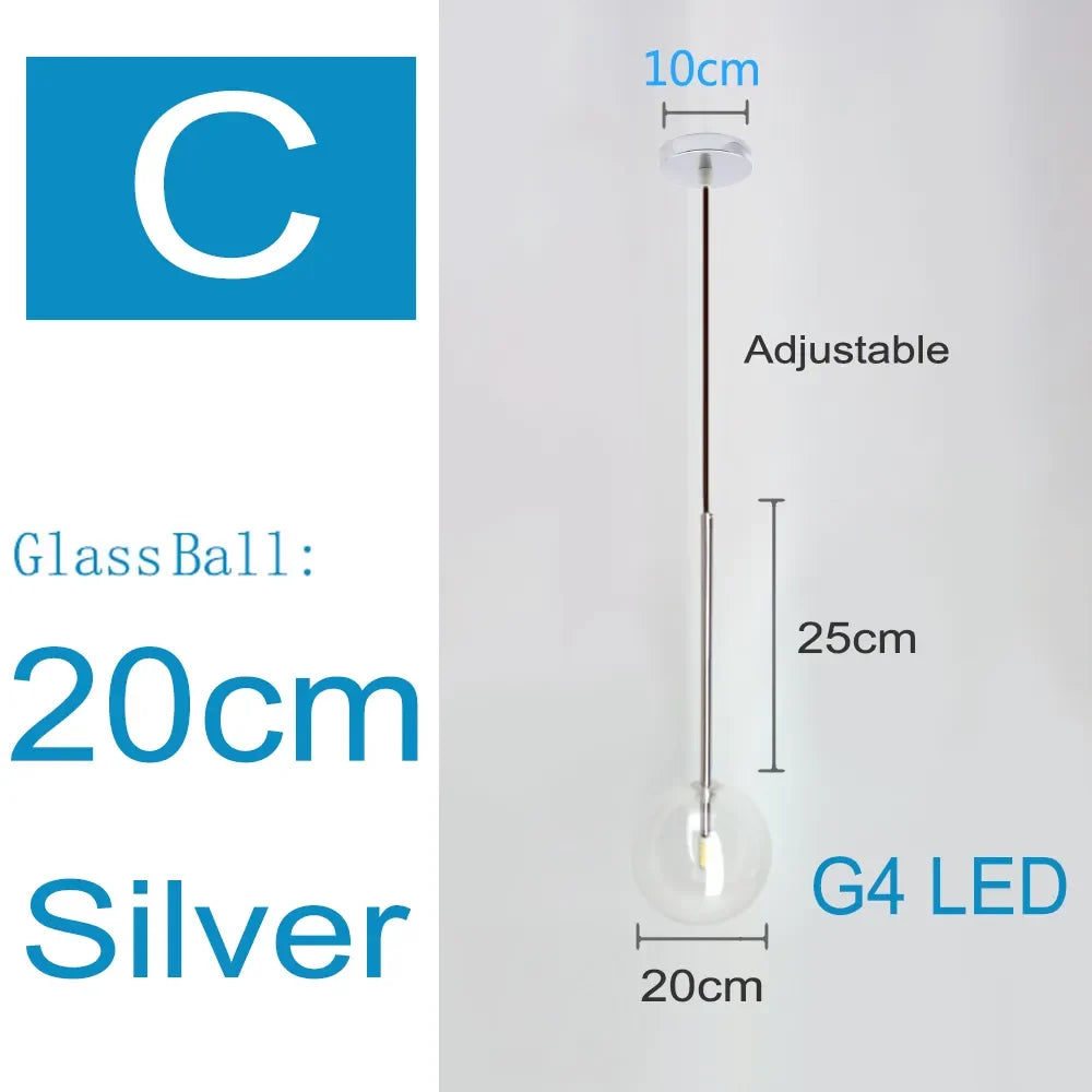 Suspension nordique moderne en verre clair