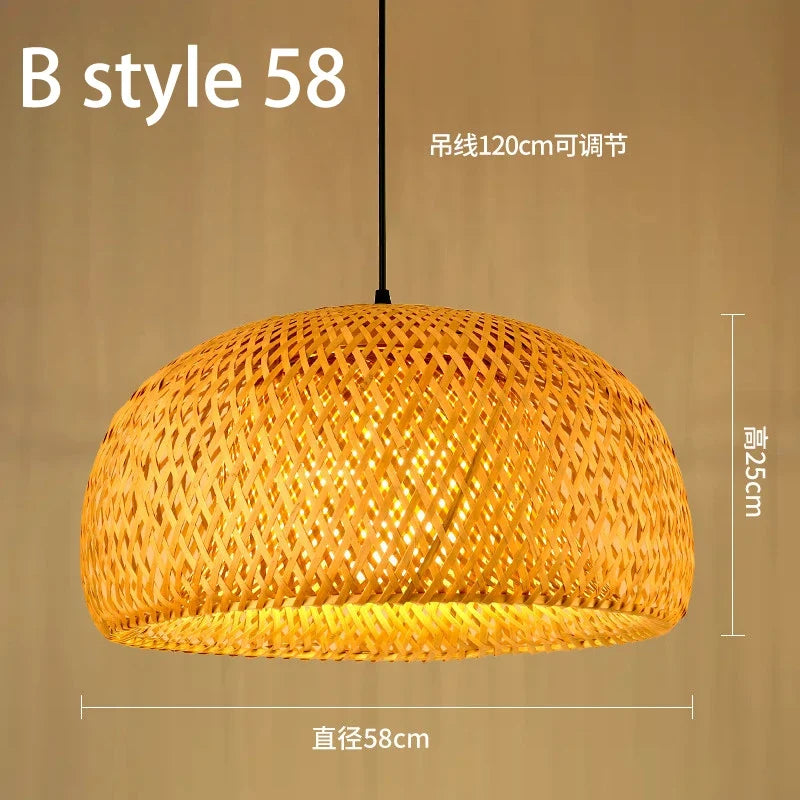 lustre style chinois fait main en bambou tissage pastoral vintage