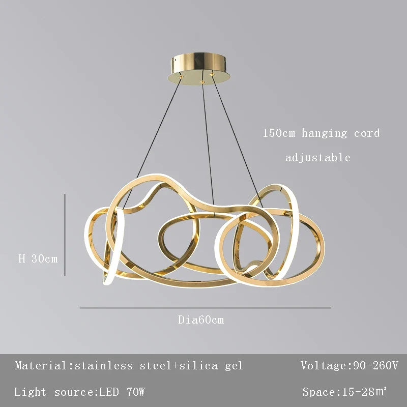lustre moderne 	 avec lampes led suspendues en silicone