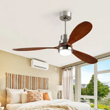 plafonnier rétro en bois avec ventilateur intégré et lumière led