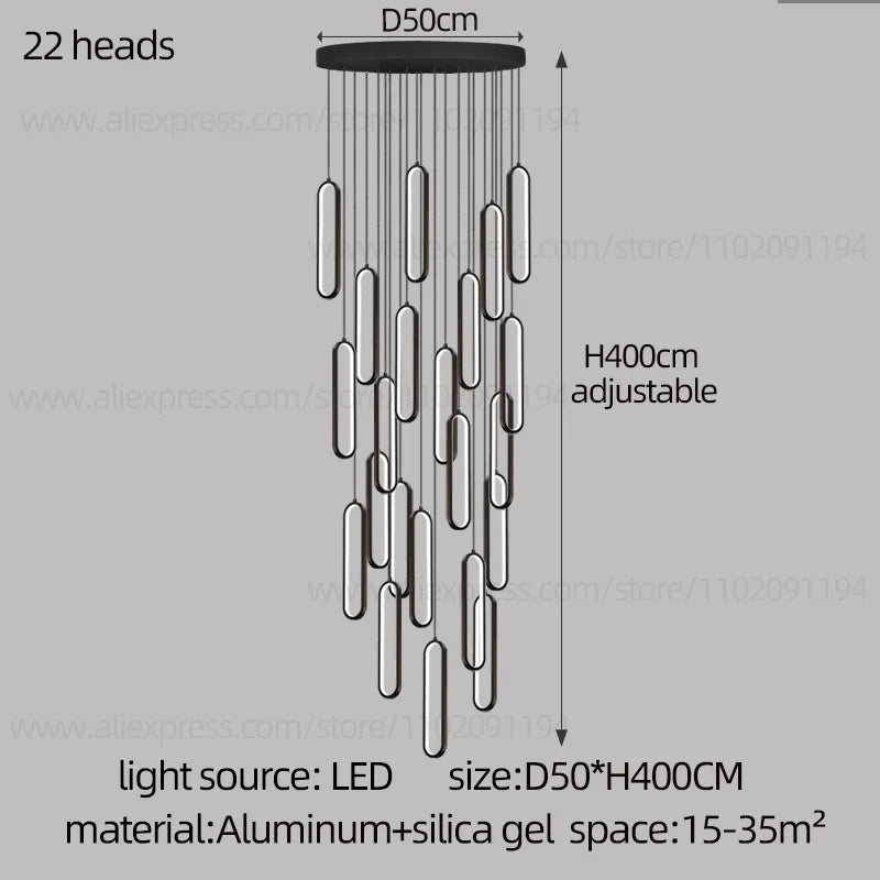 lustre ovale led minimaliste pour duplex hôtel penthouse