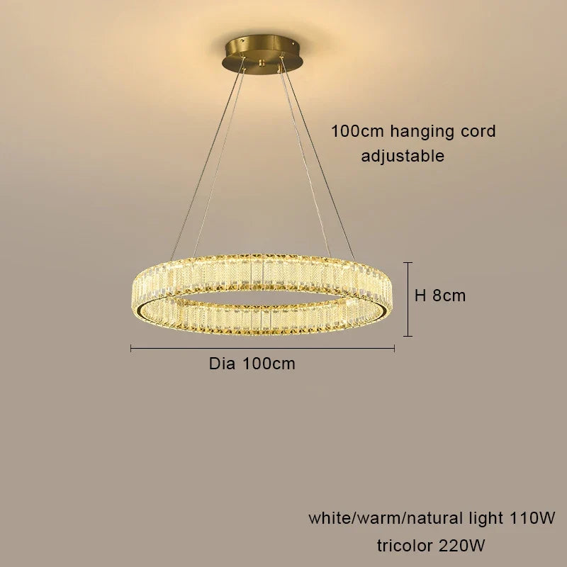 lustre moderne led en cristal style vintage pour villa