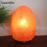 lampe de sel en cristal de l'himalaya avec veilleuse led et base en bois