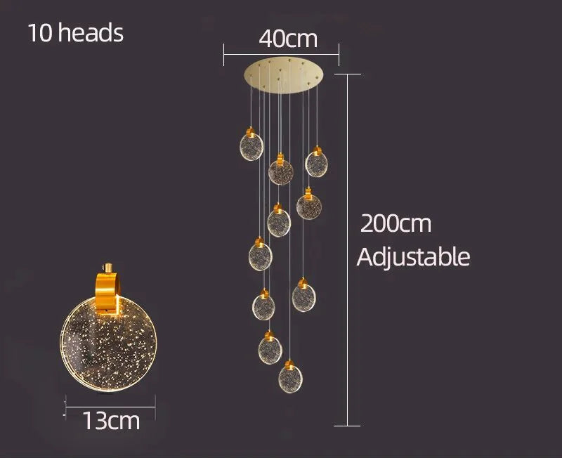 lustre moderne à LED pour escalier et duplex intérieur