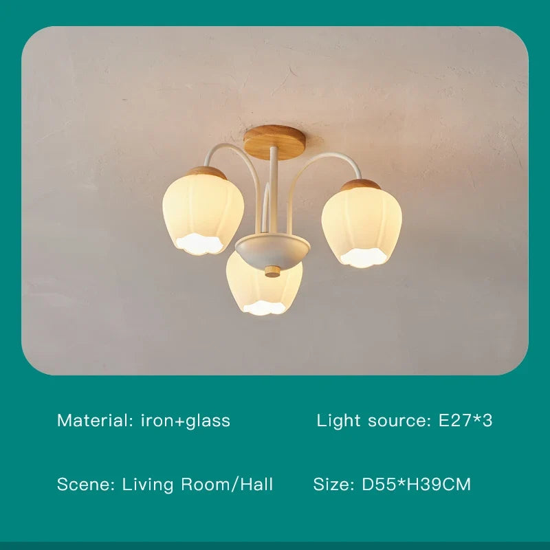 lustre à pétales en verre pour décoration intérieure kawaii