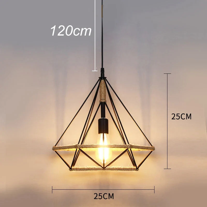 suspension en sisal vintage avec éclairage créatif et tissage élégant