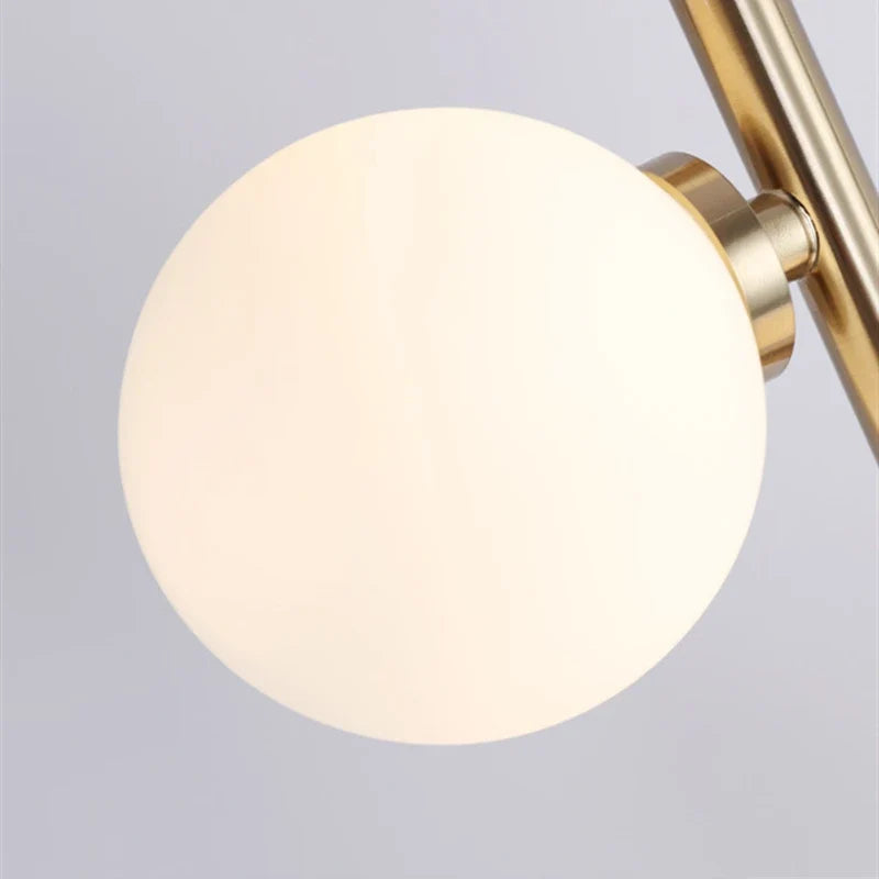 Lampadaire boule de verre blanc à 9 têtes